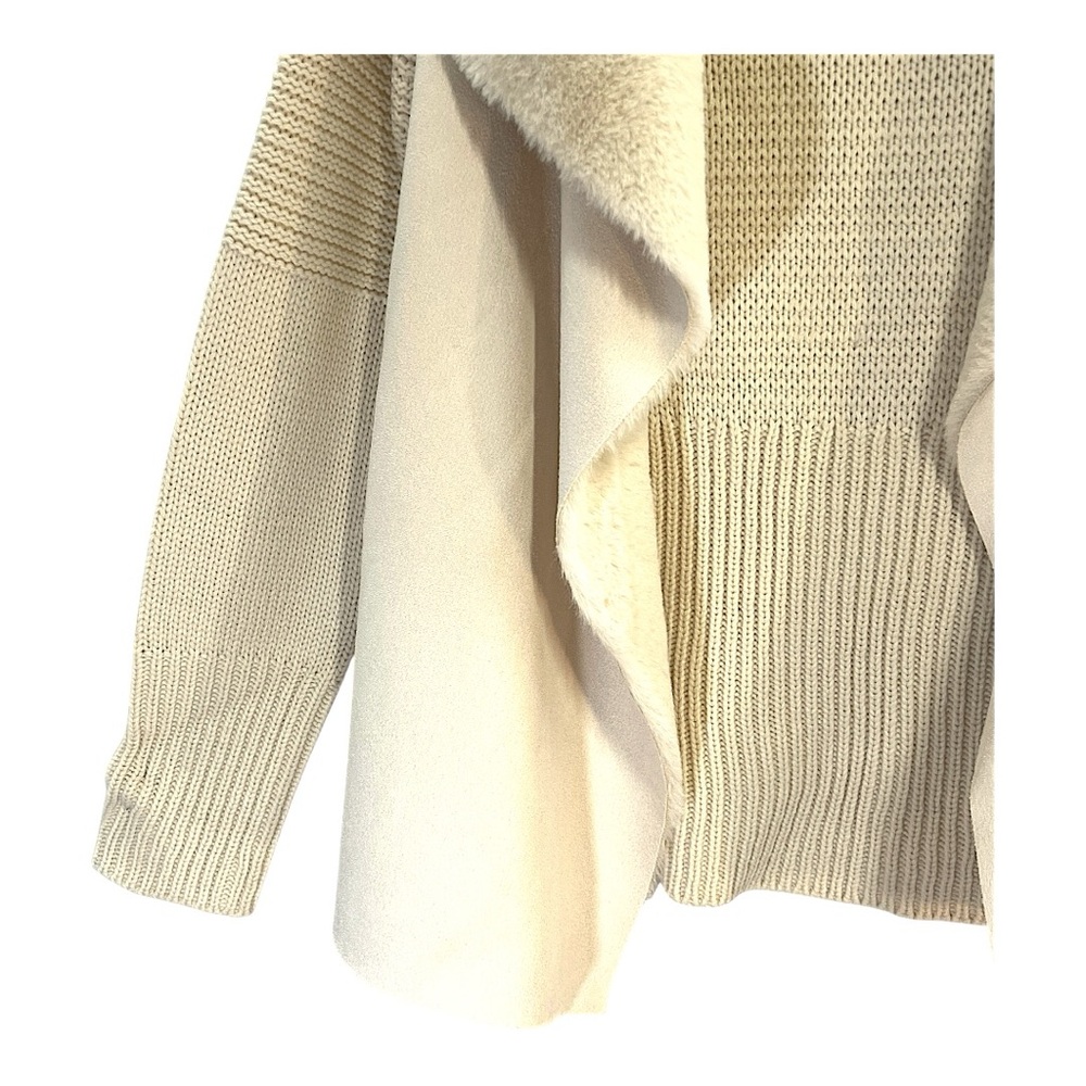 LOVE TOKEN Faux Suede Open Cream Sweater/Cardigan in knitted design NWT SZ MED - Picture 5 of 16